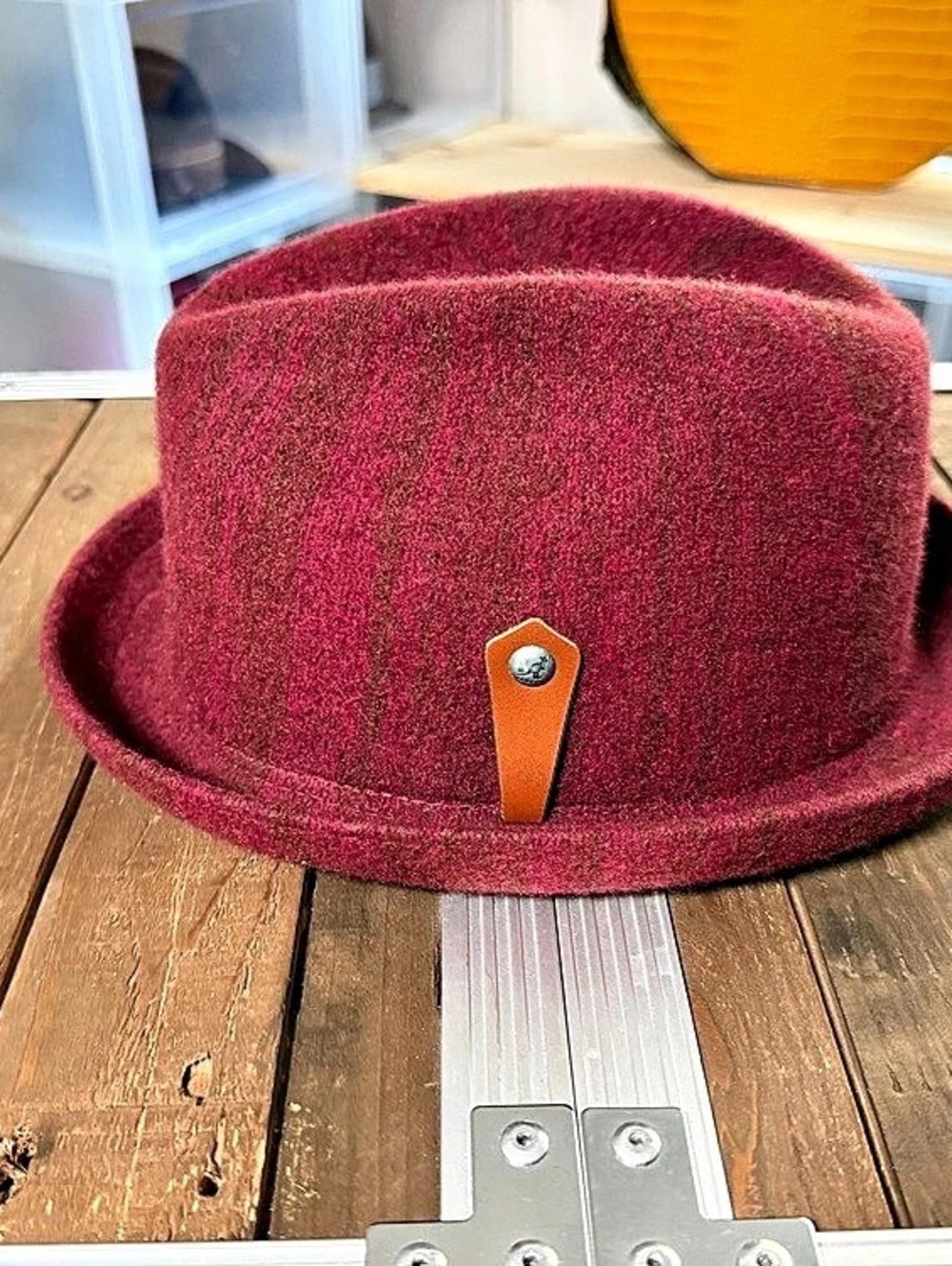 Kangol Melange Player K1852FA Burgundy Fedora Hat XL 58cm